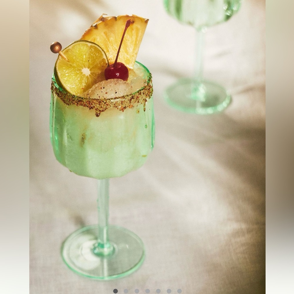 Anthropologie Mint Green Acrylic Lucia Wine Glass Set of 4 NEW NIB